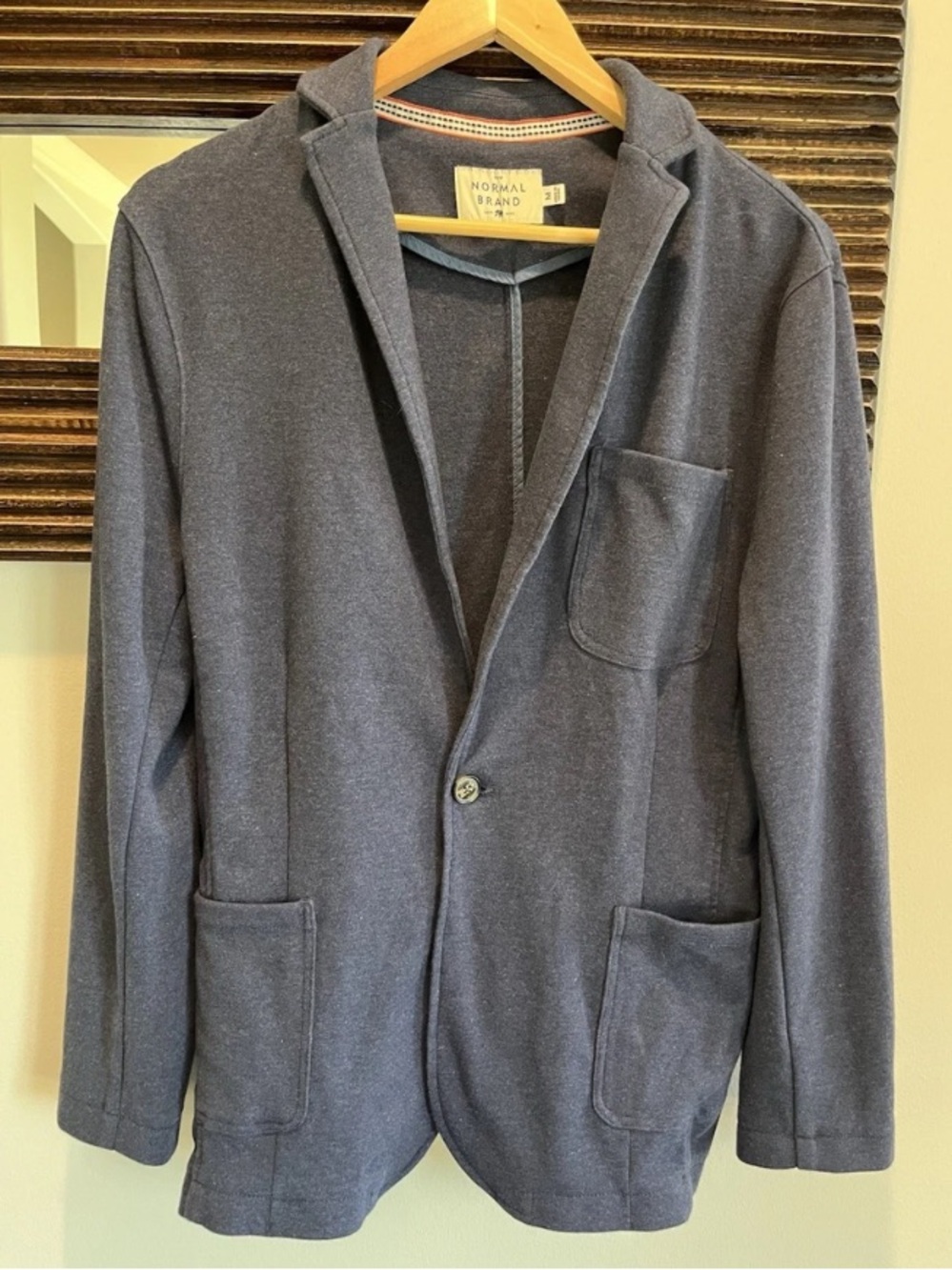 The Normal Brand Men's Puremeso Knit Blazer Jacket - Normal Navy - Size M